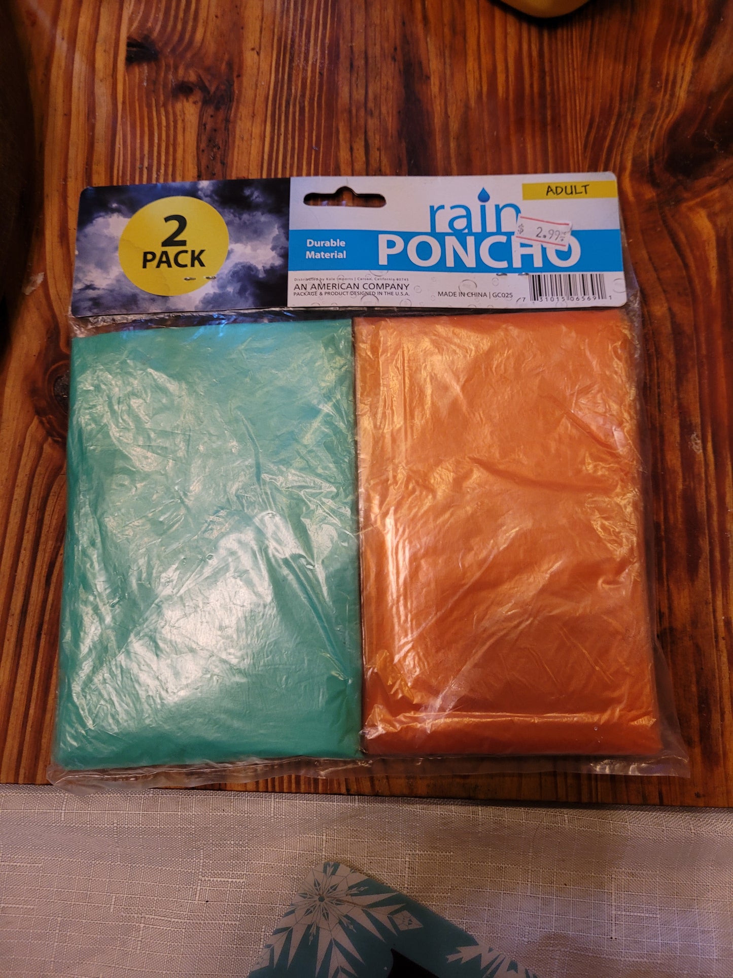 2-Pack Adult Rain Poncho Light-Weight