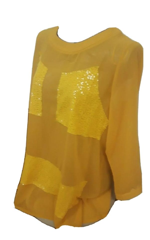 NWT Women's 2XL Sheer Gold Shirt w/ Sequins 46-inch chest