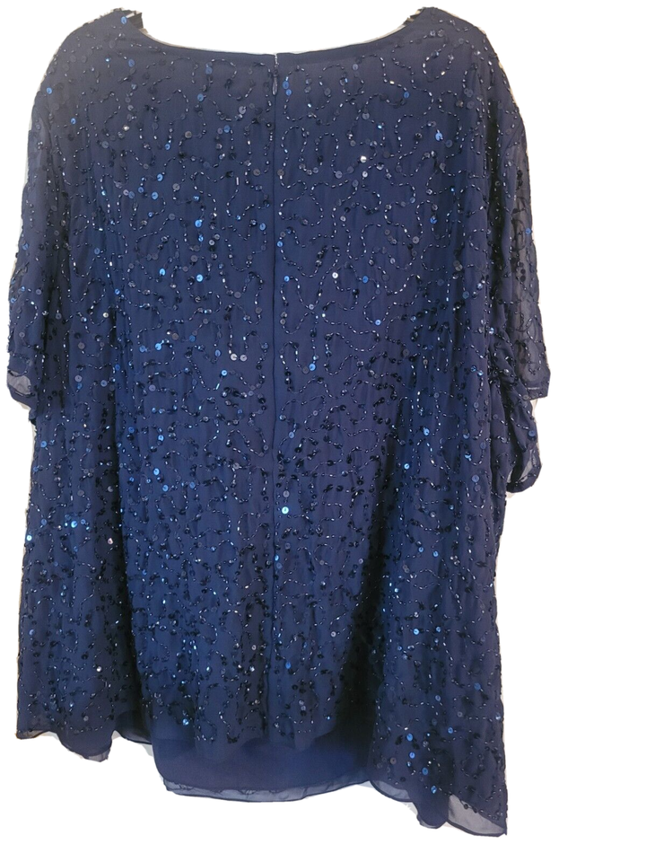 NWT Roaman's Women's 30W Dark Blue Outfit Top & Skirt 60 Inch Chest