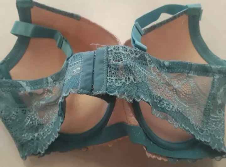 Women's Underwire Bra Adjustable Straps Lavender Lace w/ Light Blue Lace