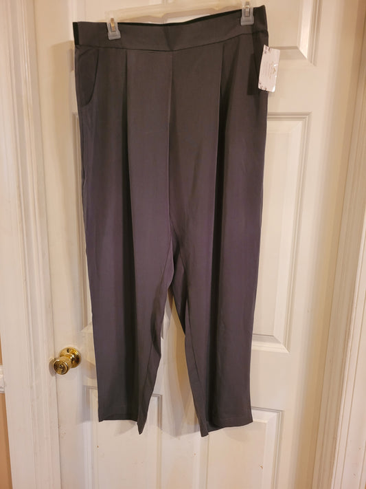 Women's Plus Size Light-Weight Gray Pants w/ Stretch Waistband