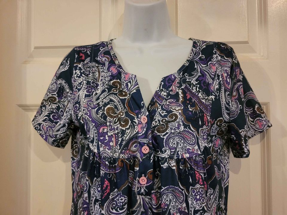 Women's Small Paisley Shirt Henley Neckline