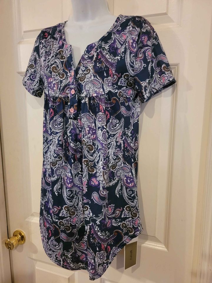 Women's Small Paisley Shirt Henley Neckline