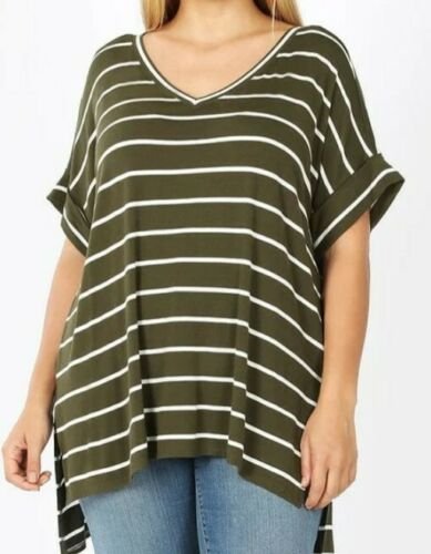 Women's Green & White Striped Tunic