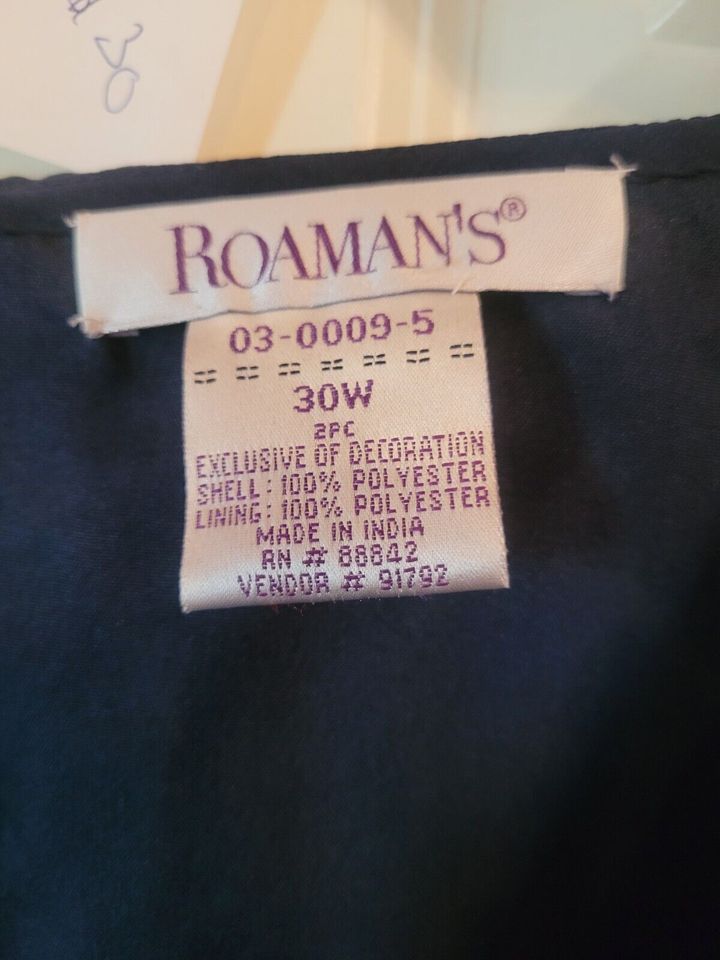 NWT Roaman's Women's 30W Dark Blue Outfit Top & Skirt 60 Inch Chest