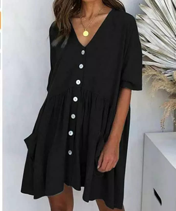 Women's XL Black Button-Up Dress