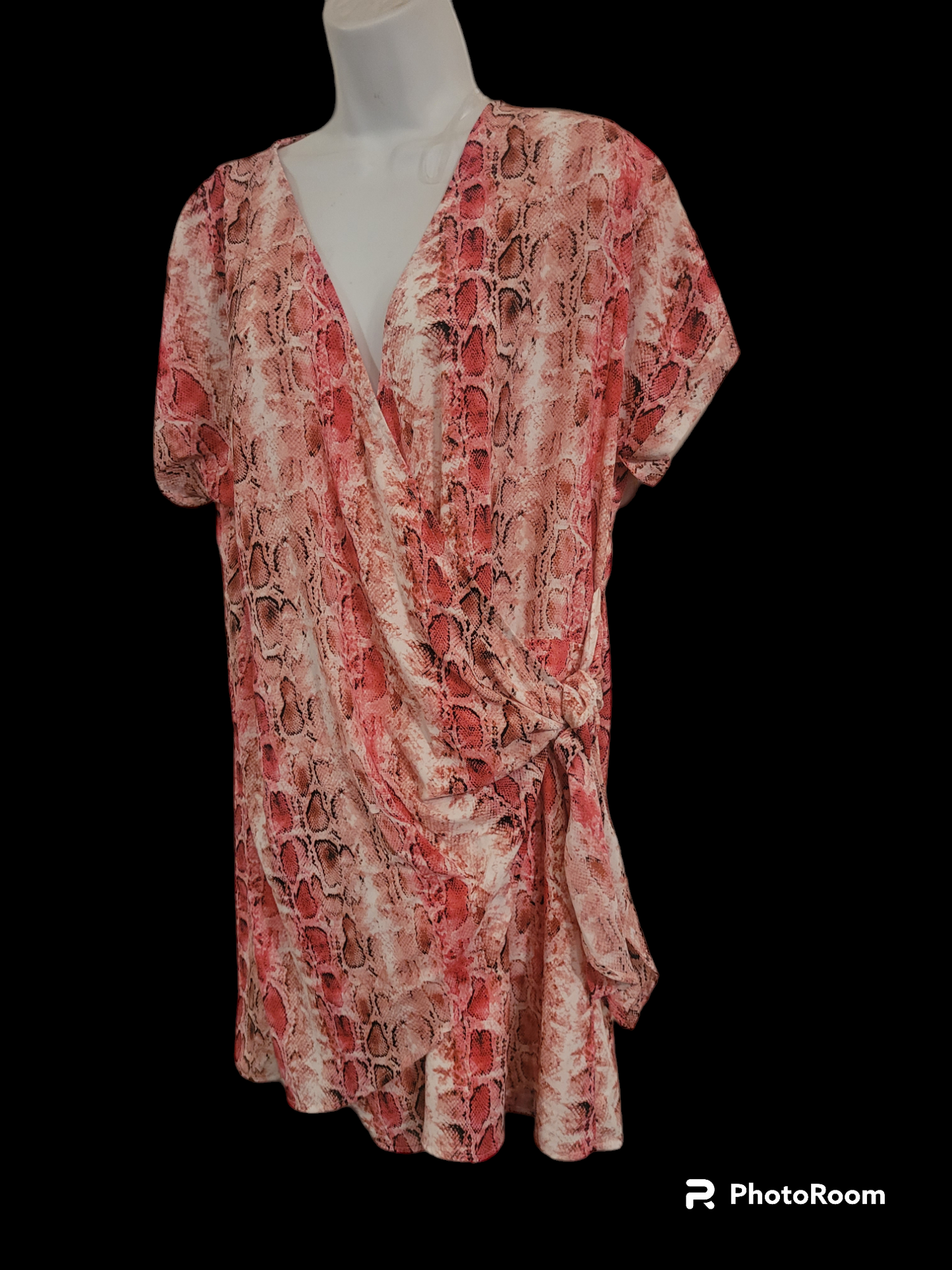 Women's Large Pink Shirt Reptile Print Extra Long