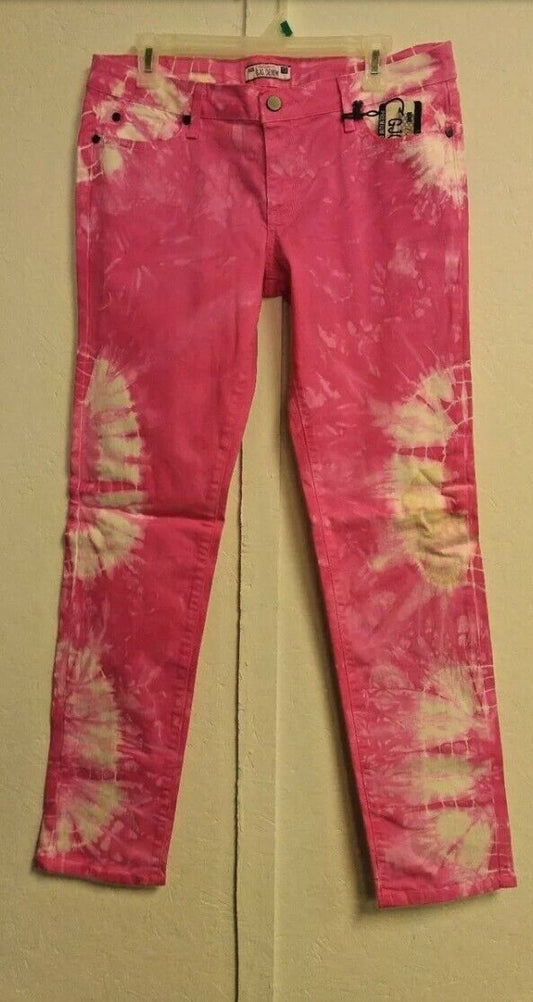 Women's Junior Pink & White Tie Dye Jeans Size 1&3