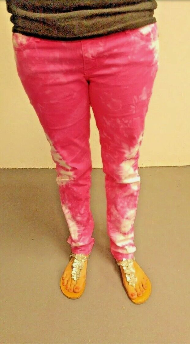 Women's Junior Pink & White Tie Dye Jeans Size 1&3