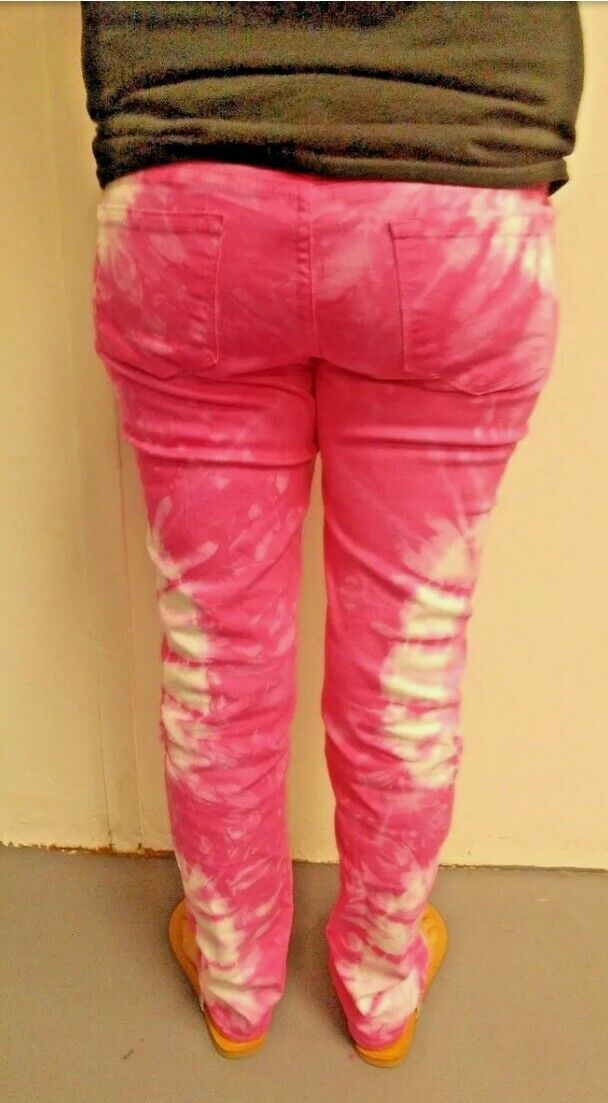 Women's Junior Pink & White Tie Dye Jeans Size 1&3